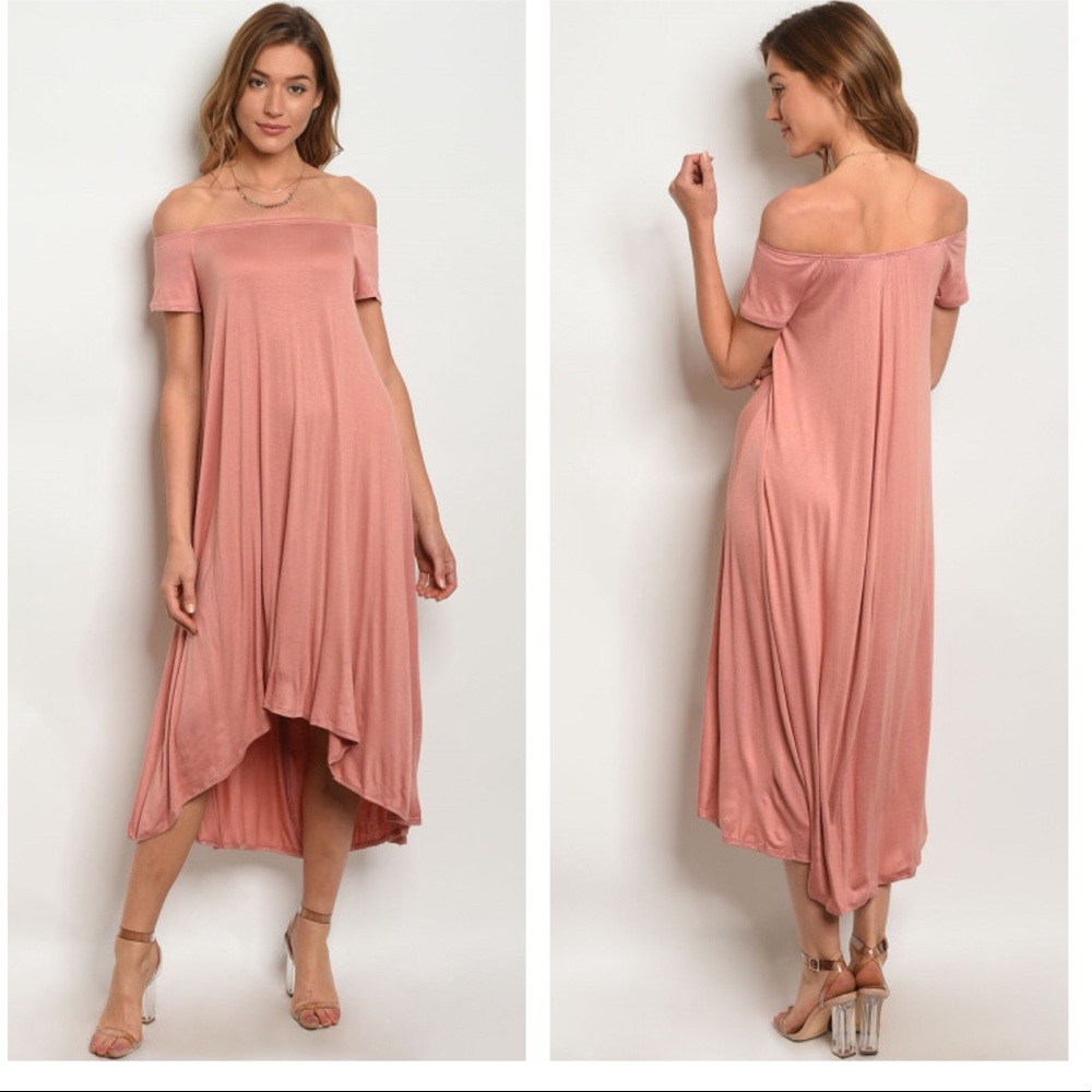 HOT SALES ❗️Mauve Off the Shoulder high low dress